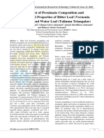 Assessment of Proximate Composition and Phytochemical Properties of Bitter Leaf (Vernonia Amygdalina) and Water Leaf (Talinum Triangular)