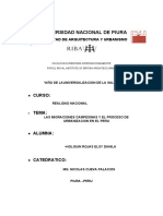 Migraciones Campesinas y El Proceso de Urbanizacion en El Peru