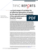 Optimal Ranges of Variables For An Effective Adsorption of Lead (II) by The Agricultural Waste Pomelo (Citrus Grandis) Peels Using Doehlert Designs