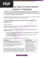 CBSE Notes Class 10 Political Science Chapter 2 Federalism