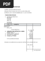 Cédula de Arqueo de Caja para Tarea.