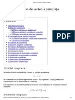 Tabla de Fórmulas de Variable Compleja