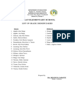 Grade One Enrolment S.Y. 2018-2019