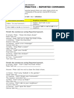 English Practice - Reported Commands: Finish The Sentences Using Reported Speech