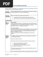 Plan For A Listening Activity Y6 - Sample