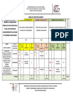 Tabla de Especificaciones