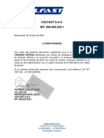 Certificado Colfast