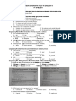 Division Diagnostic Test in English 10