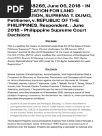 G.R. No. 218269, June 06, 2018 - IN RE: APPLICATION FOR LAND REGISTRATION, SUPREMA T. DUMO, Petitioner, v. REPUBLIC OF THE PHILIPPINES, Respondent.: June 2018 - Philipppine Supreme Court Decisions PDF