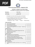 American International University - Bangladesh (AIUB) Student Course Evaluation Form