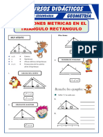 Ejercicios de Relaciones Métricas en Triangulos Rectangulos para PDF