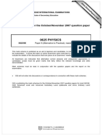 0625 PHYSICS: MARK SCHEME For The October/November 2007 Question Paper