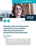 Miradas Sobre Las Diferencias Culturales en Las Escuelas. Aportes para Pensar en Perspectivas Interculturales