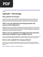 Percentage - Aptitude Questions and Answers