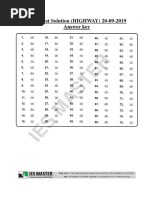 STE R: Class Test Solution (HIGHWAY) 20-09-2019 Answer Key