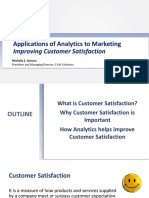 Applications of Analytics To Marketing: Improving Customer Satisfaction