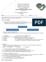 Pretest in Grade 10 English First Quarter