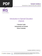 Introduction To Special Education (Hybrid) : Sample Syllabus