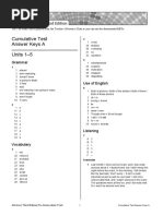 Cumulative Test Answer Keys A Units 1-5: Grammar