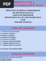 Company Law-I Types of Company, (PPT No-8)