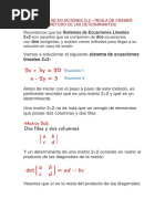 Sistema de Ecuaciones 2×2 - Regla de Cramer (Método de Las Determinantes)