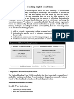 Teaching English Vocabulary: Components of Vocabulary Instruction