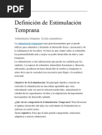 Definición de Estimulación Temprana