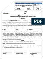 SST-102 Acta de Baja Equipos de Protección Contra Caidas