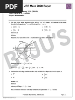 JEE Main 2020 7th Jan Shift 1 Maths