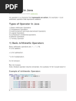 Operators in Java