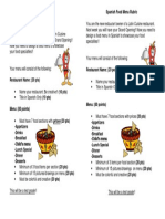 Spanish Food Menu Rubric