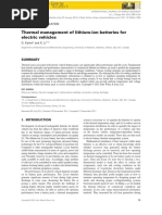 Thermal Management of Lithiumion Batteries For Electric Vehicles