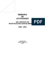 Memoria DE Actividades: Del Servicio de Investigacion Agroalimentaria 2000 - 2002