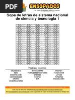 Sopa de Letras de Sistema Nacional de Ciencia y Tecnologia - 1