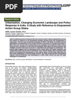 Urbanization, Changing Economic Landscape and Policy Response in India: A Study With Reference To Empowered Action Group States