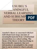 Ausubel'S Meaningful Verbal Learning and Subsumption Theory