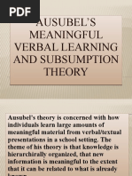 Ausubel'S Meaningful Verbal Learning and Subsumption Theory