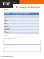 Worksheet 1.01 Hardware and Software: Cambridge IGCSE ICT Teacher's Resource