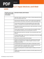 Worksheet 2.1 Input Devices and Their Uses: Cambridge IGCSE ICT Teacher's Resource