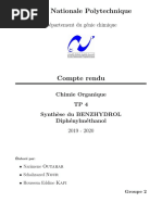 Synthèse Du BENZHYDROL Diphènylmèthanol