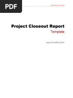 Project Closeout Report: Template