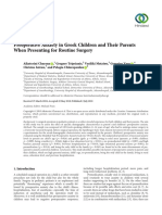 Research Article: Preoperative Anxiety in Greek Children and Their Parents When Presenting For Routine Surgery