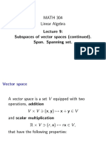 MATH 304 Linear Algebra Lecture 9 - Subspaces of Vector Spaces (Continued) - Span. Spanning Set PDF