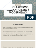 Neoclasicismo, Romanticismo y Modernismo