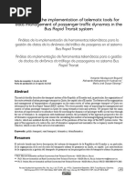 Analysis of The Implementation of Telematic Tools For Data Management of Passenger Traffic Dynamics in The Bus Rapid Transit System