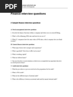 I/ Sample Finance Interview Questions