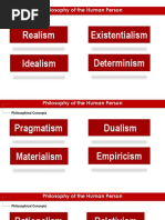 Realism Idealism Existentialism Determinism: Philosophy of The Human Person