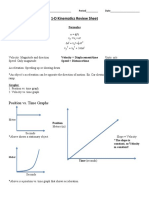 1-D Kinematics Review Sheet: Position vs. Time Graphs