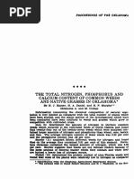 The Total Nitrogen, Phosphorus and Calcium Content of Common Weeds and Native Grasses in Oklahoma