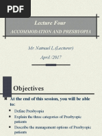 Lecture Four: Accommodation and Presbyopia